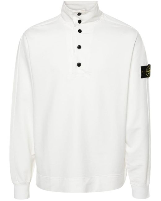 Stone Island White Compass-badge Polo Sweatshirt for men
