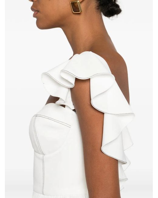 Parlor White Ruffled Pleated Mini Dress