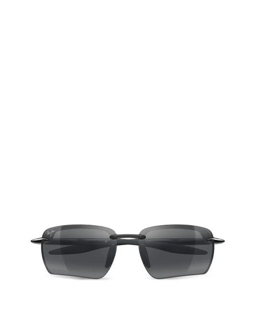Maui Jim Gray Ho'Okipa Ultra G Rimless Rectangle-Frame Sunglasses