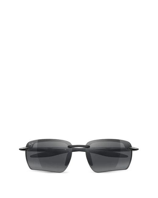 Maui Jim Gray Ho'Okipa Ultra G Rimless Rectangle-Frame Sunglasses