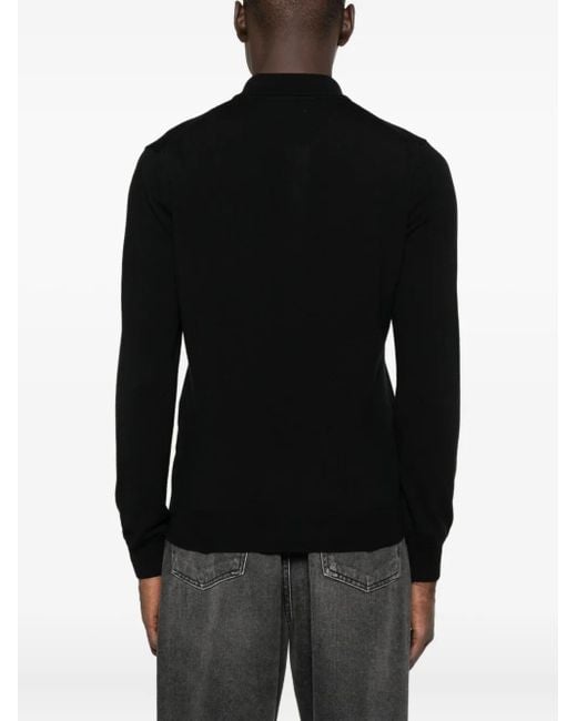 Corneliani Black Long-Sleeve Polo Shirt for men