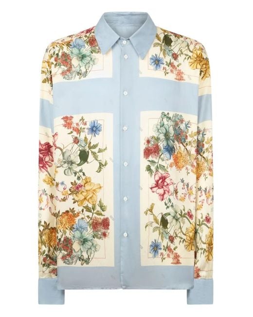 Gcds Blue Floral-Print Shirt for men