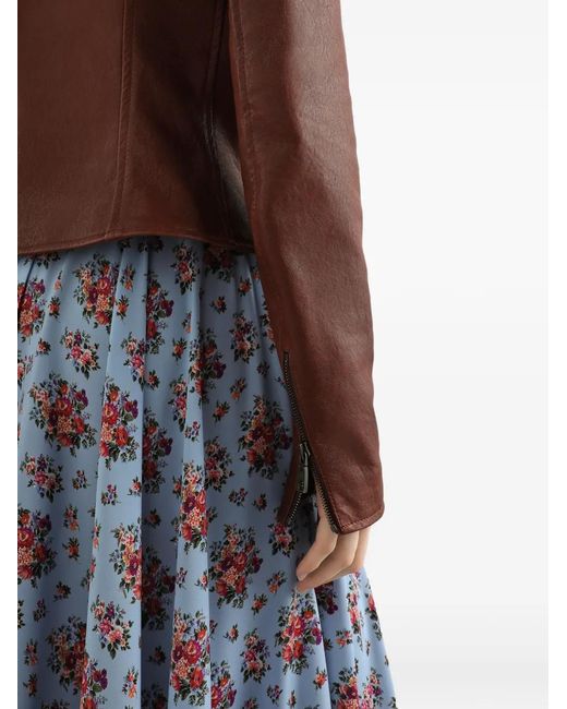 Dolce & Gabbana Brown Pocket Zip-Fastening Leather Jacket