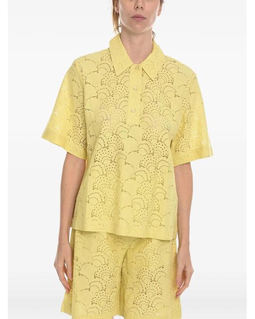 Samsøe & Samsøe Yellow Karen Oversized-Fit Lace Shirt