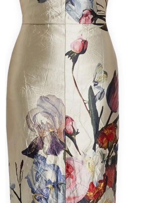 Erdem Metallic Floral-Print Satin Maxi Dress