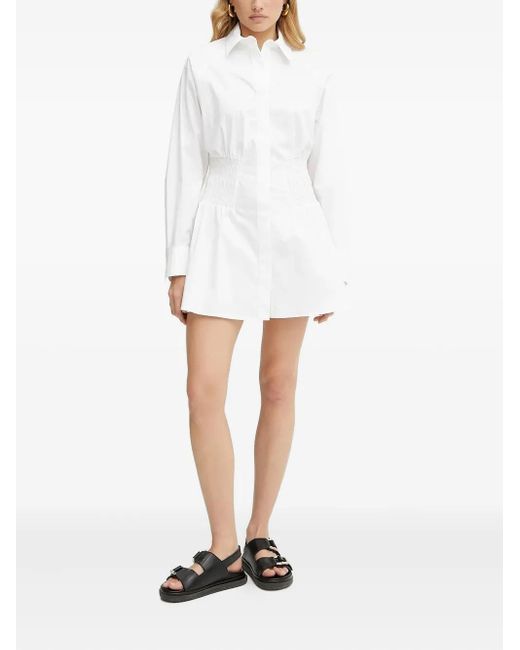 IVY & OAK White Shirred-Waist Shirt Dress