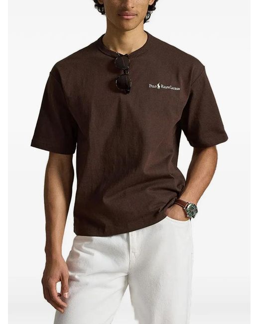 Polo Ralph Lauren Brown Logo-Embroidered T-Shirt for men