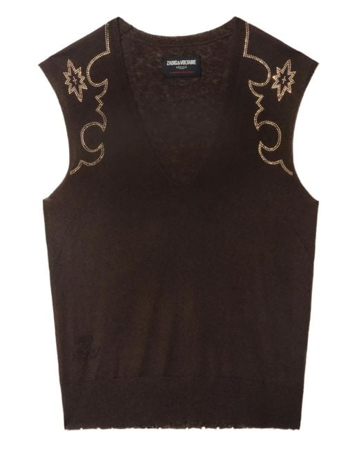 Zadig & Voltaire Black Embellished Sleeveless Top