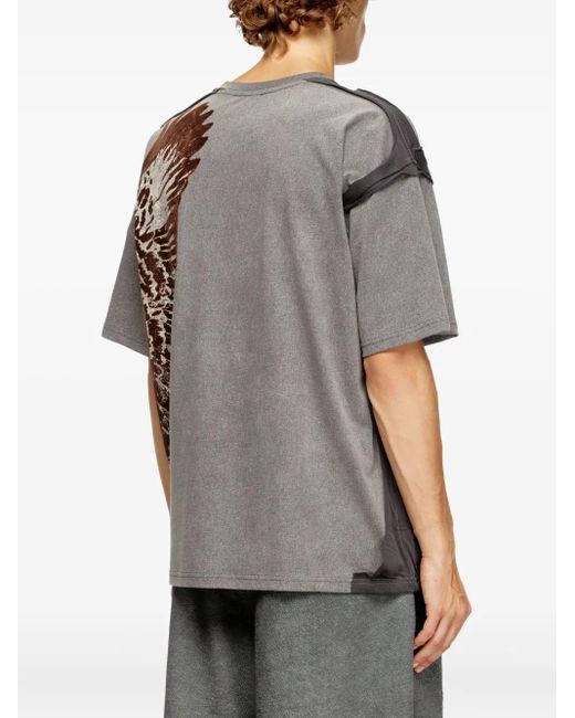 DIESEL T-Boxt-Peeloff T-Shirt Met Vlakken En Adelaarprint in het Gray voor heren