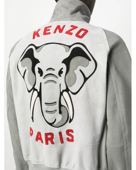 KENZO Gray Colour-Block Logo-Print Bomber Jacket for men