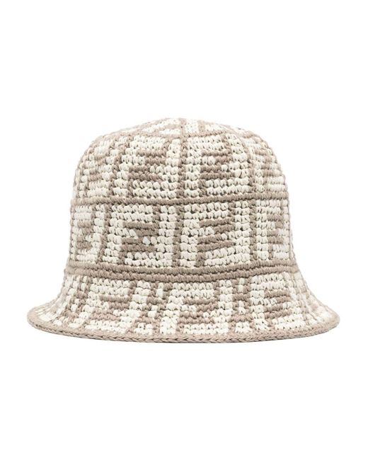 FF-motif bucket hat di Fendi in Natural