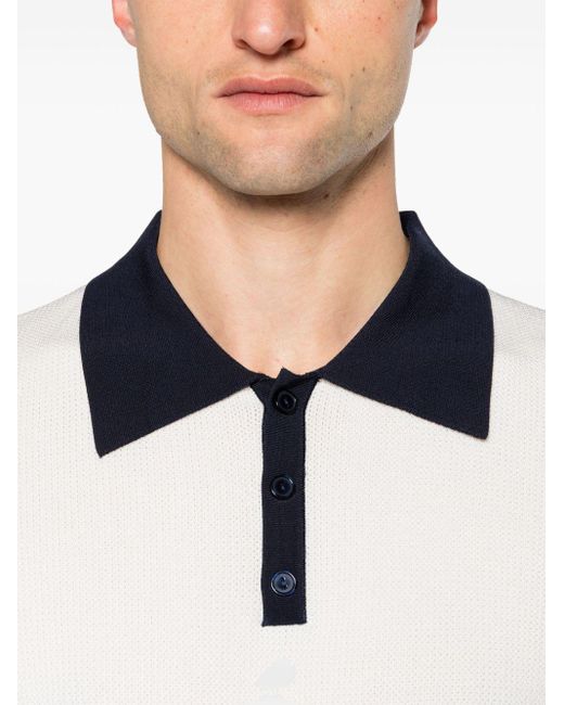 Sandro White Short-sleeve Knitted Polo Shirt for men