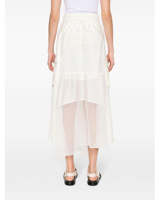 Sacai White Asymmetric Panelled Skirt