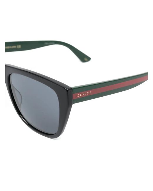 Gucci Black Web-Stripe D-Frame Sunglasses