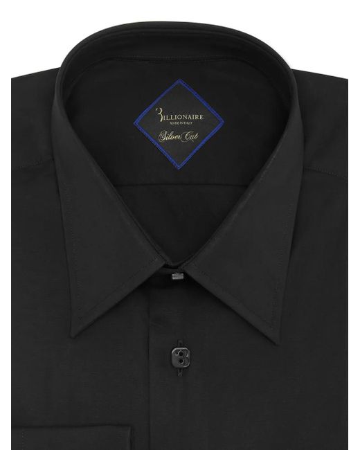 Billionaire Black Gordon Crest-Embroidered Poplin Shirt for men