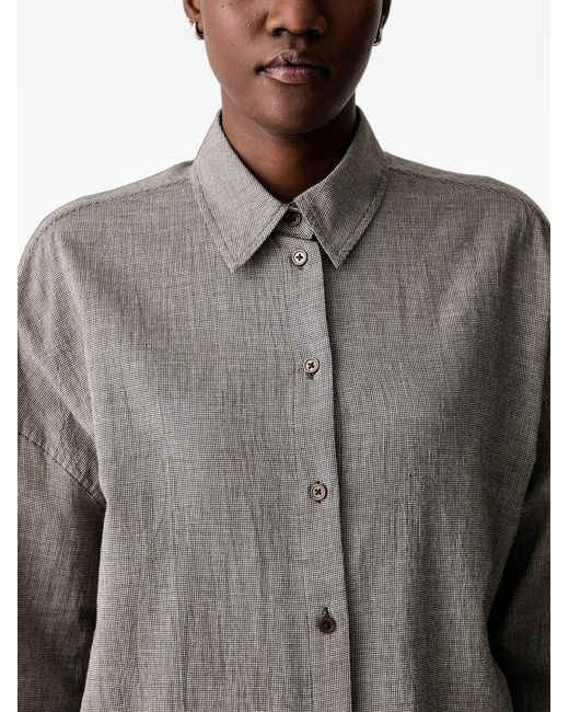 Marc O' Polo Gray Houndstooth-Pattern Dropped-Shoulder Shirt