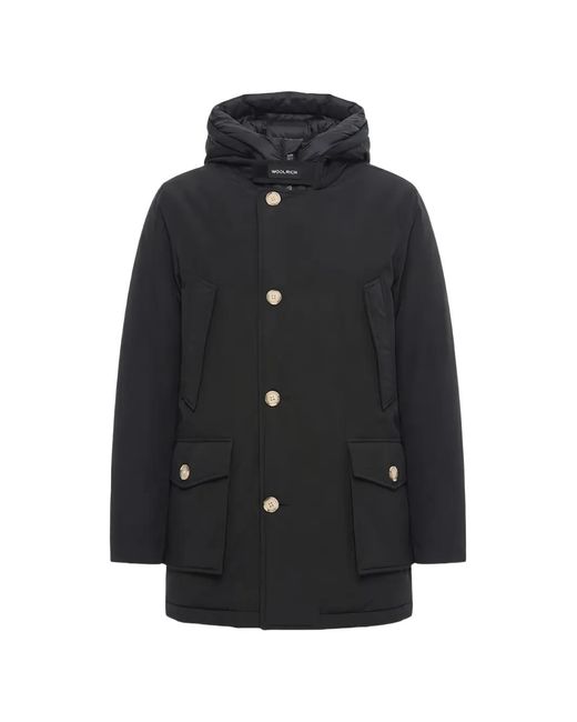 Woolrich Black Artic Hooded Button-Up Parka for men