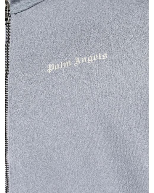 Palm Angels Blue Stripe-Detail Zip-Fastening Sweatshirt for men