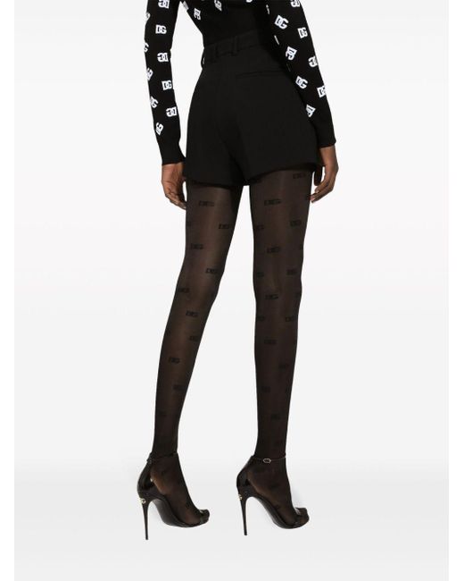 Shorts a vita alta con pieghe di Dolce & Gabbana in Black