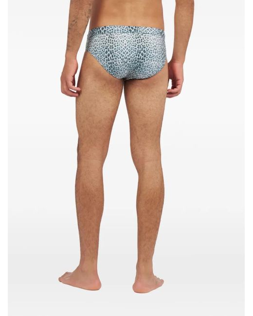 Roberto Cavalli White Animal-Print Swim Trunks for men