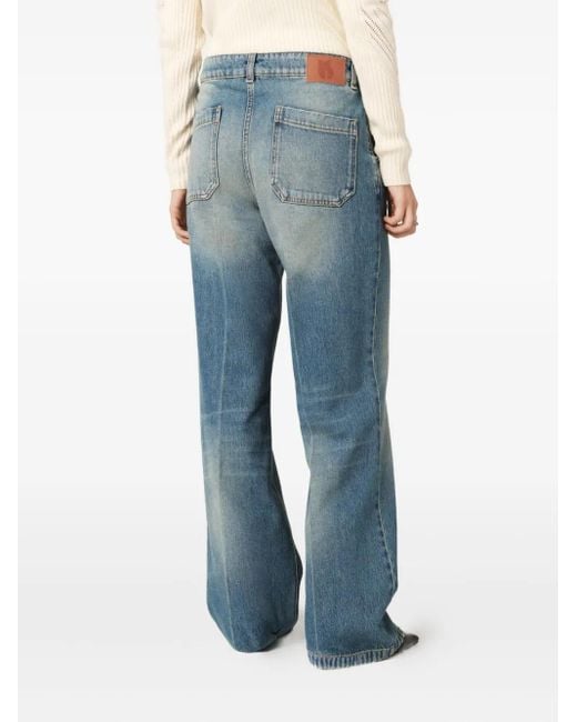 Ba&sh Jeans Met Opgestikte Zak in het Blue