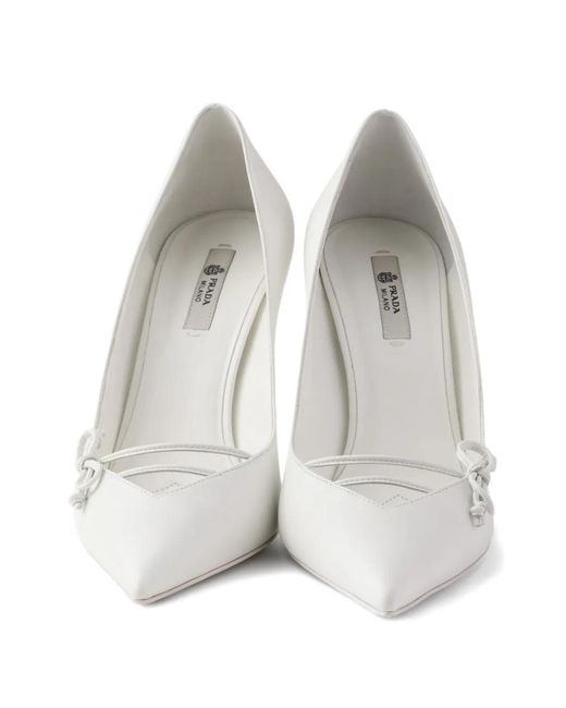Prada White Leather Pumps