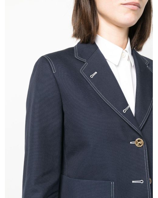 Thom Browne Blue Sack-patch Cropped Jacket