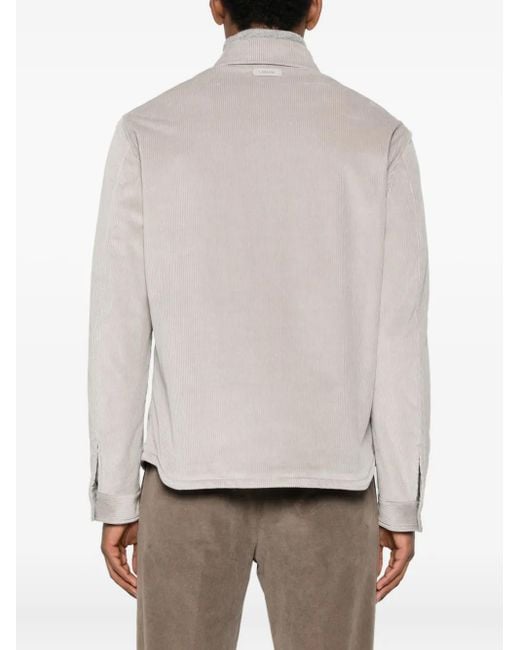 Lardini White Pocket Corduroy Shirt Jacket for men
