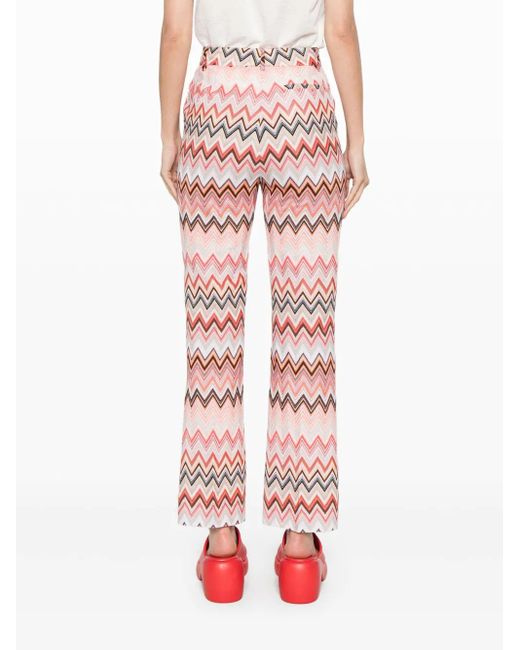 Missoni Flared Zigzag Pattern Trousers With Soft Texture