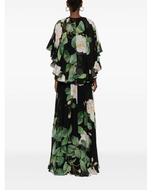 Giambattista Valli Green Floral-print Maxi Dress