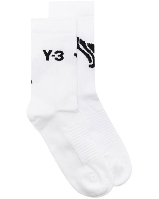 Y-3 White X Adidas Logo Intarsia-knit Socks