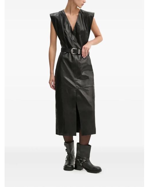 IRO Penelope Midi-Jurk Met Split in het Black