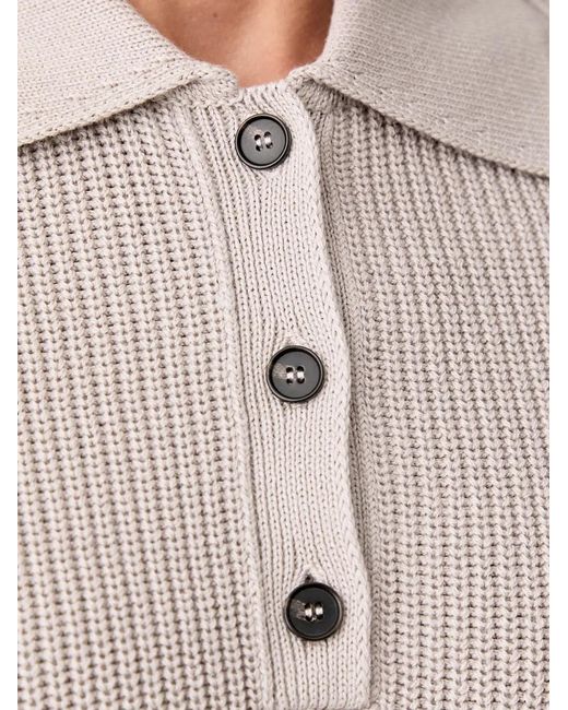 Marc O' Polo Natural Ribbed-Knit Polo Shirt