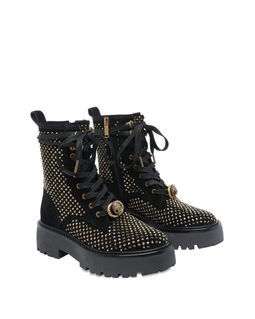 Kurt Geiger Black Stud-Embellished Lace-Up Boots