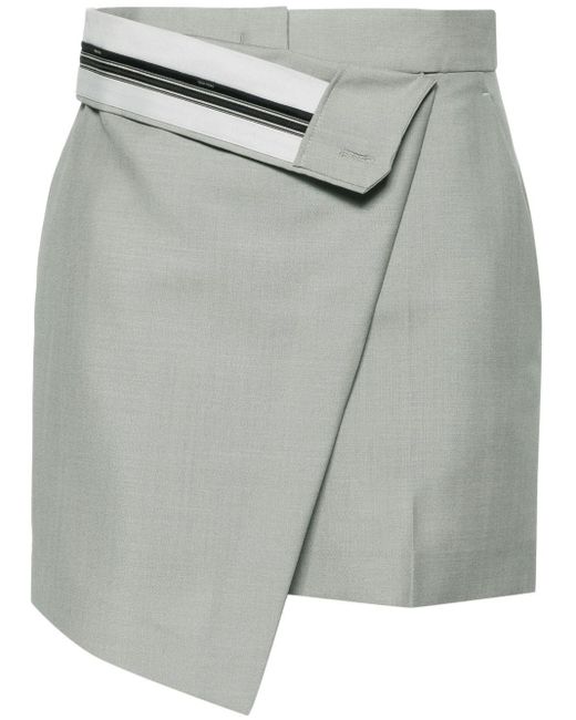 Fendi Gray High-waist Asymmetric Mini Shorts