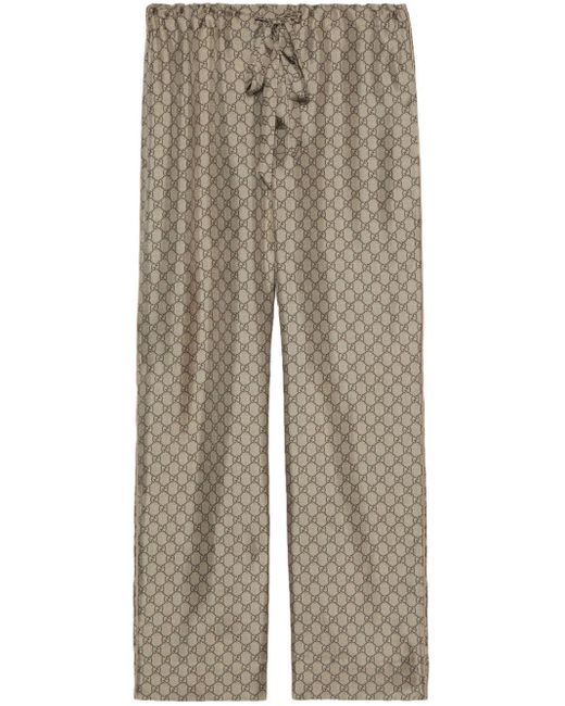 Gucci Natural Gg Supreme Silk Trousers for men