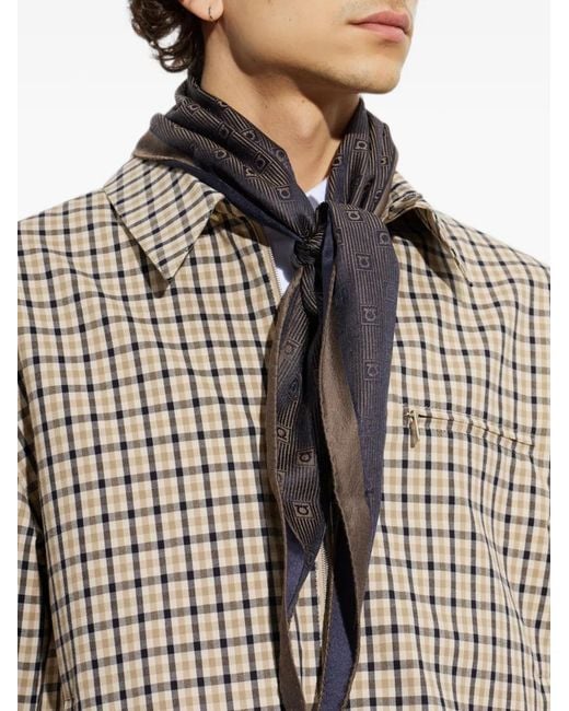 Ferragamo Black Asymmetric Monogram-Pattern Scarf for men