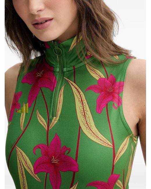 Adidas White X Farm Rio Floral-Print Sleeveless Bodysuit