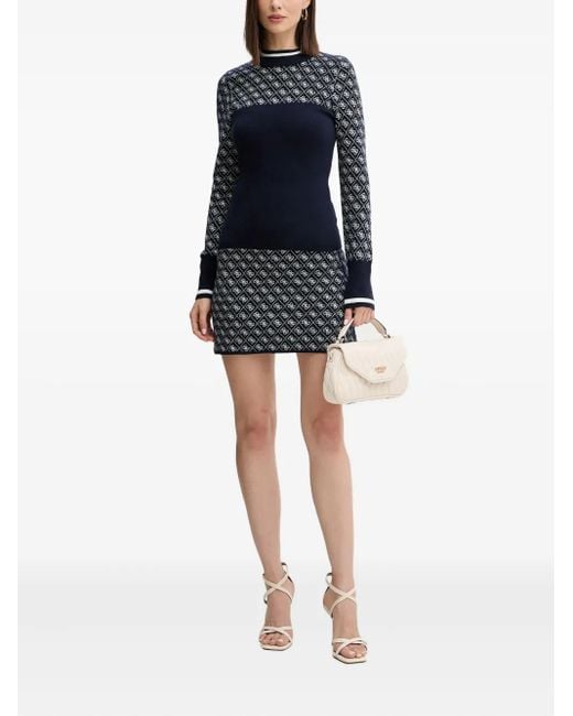 Guess Blue Patterned Long-Sleeve Sweater