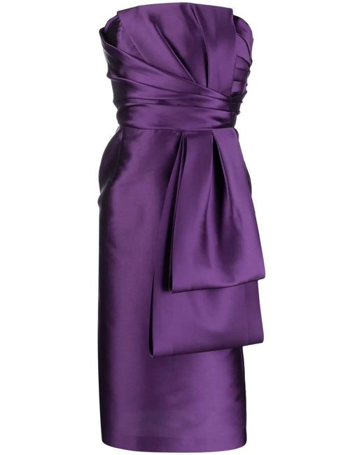 Alberta Ferretti Purple Bow-Detail Asymmetric Midi Dress