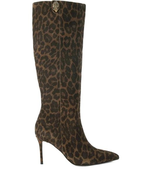 Kurt Geiger Brown 85Mm Belgravia Leopard-Print Knee-High Boots