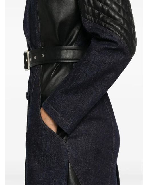 MITILIANE COUTURE Black Leather-Inserts Trench Cot