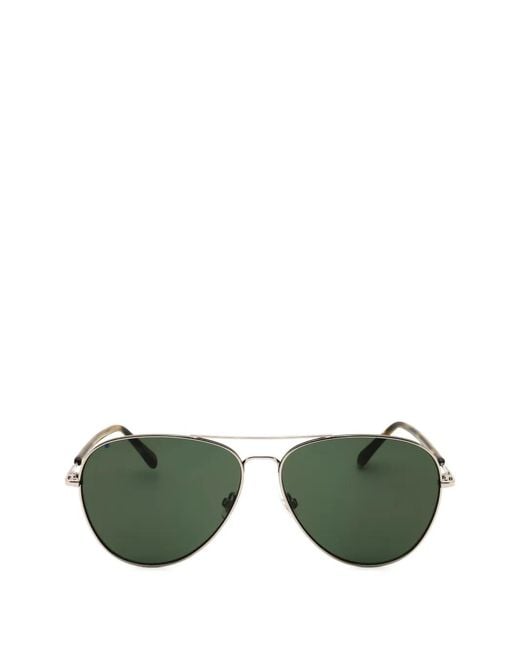 Fossil Green Pilot-Frame Metal Sunglasses for men