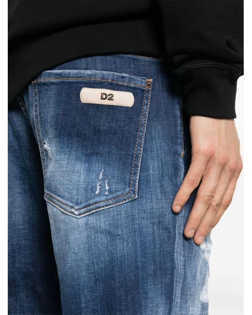 DSquared² Blue Distressed Washed-denim Jeans for men