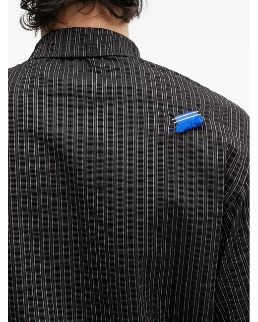Adererror Black Striped-Pattern Gathered Shirt for men