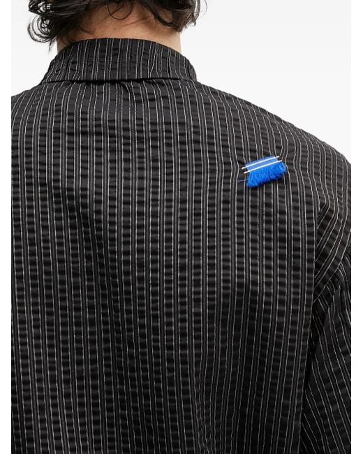 Adererror Black Striped-Pattern Gathered Shirt for men