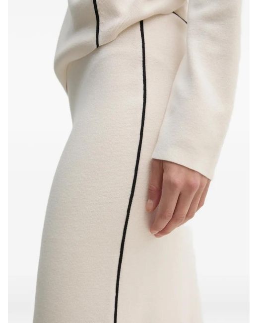 Ouí White Trim-Detail Mid Skirt