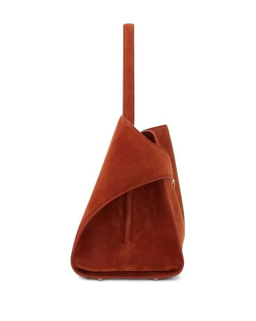 Ferragamo Red Large Hug Gancini-Plaque Suede Shoulder Bag