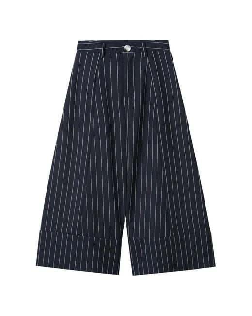 Enfold Blue Pinstripe-Pattern Cuffed Trousers
