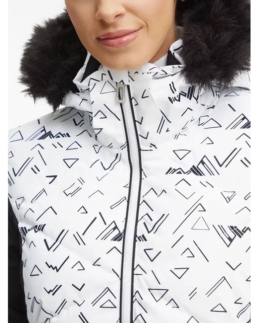 Rossignol Gray Staci Geometric Faux-Fur Ski Jacket